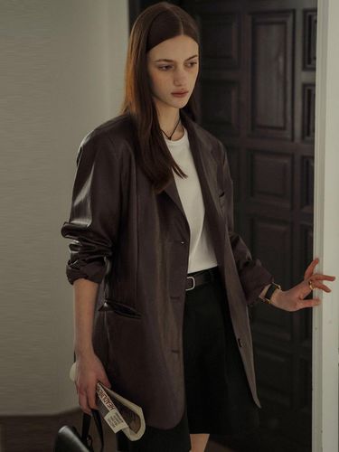 Eco Leather Three Button Single Jacket - TILLIDIE - Modalova