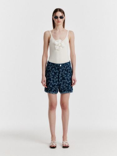 Yessy Jacquard Denim Shorts - Navy - EENK - Modalova