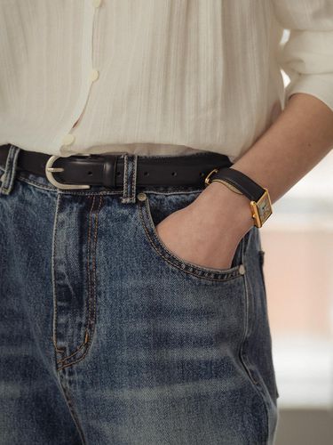 Italian Leather Classic Plain Belt_Black - TILLIDIE - Modalova