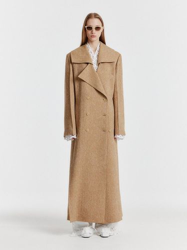 Yedian Big Collar Long Coat - Camel - EENK - Modalova