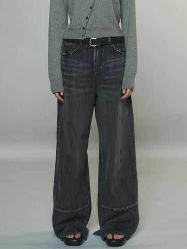 Cutting Line Denim Pants_Dark Grey - Enor - Modalova