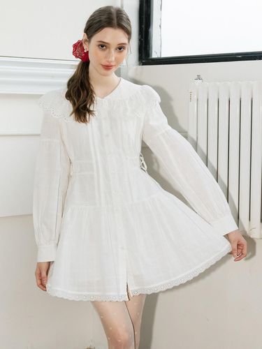 Doll Collar Petite Cotton Dress_White - Cest Moidew - Modalova