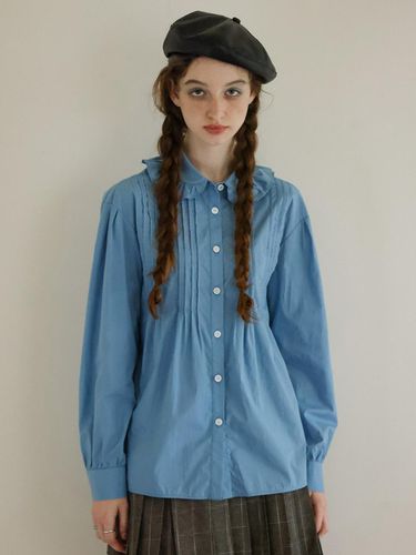 Little Doll Collar Pleated Shirt_Blue - Cest Moidew - Modalova