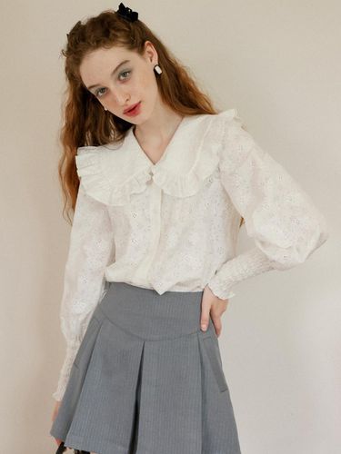 Embroidered Lantern Blouse_White - Cest Moidew - Modalova