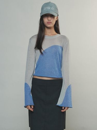 Two Tone Drawstring Crop Top_Grey - Enor - Modalova