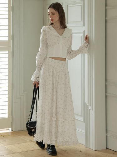 Floral Lace A-Line Skirt_White - Cest Moidew - Modalova