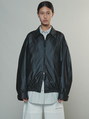 Cotton Zip Blouson Jacket_Black - Enor - Modalova