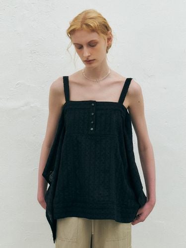 Eyelet Embroidered Cotton Top_Black - KUME - Modalova