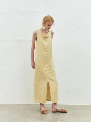 Linen Blend O Ring Long Dress_Yellow - KUME - Modalova