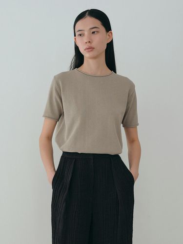 Cotton Half Knit Top_Pale Khaki - MOIA - Modalova