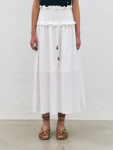 Smocked Cotton Long Skirt - KUME - Modalova