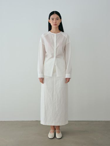 Linen Blend Skirt_White - MOIA - Modalova