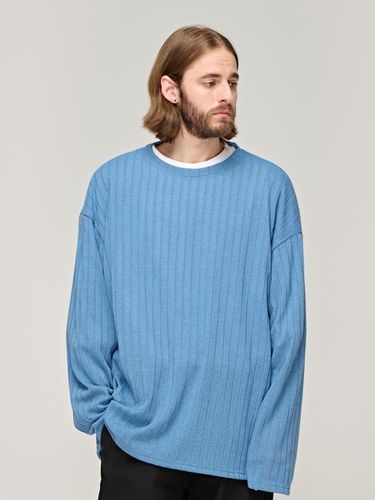 CB Ribbed Round Over Knit Sweater_Blue - CARGOBROS - Modalova