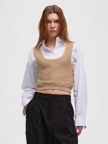 Knit Mix Cropped Shirts_2 Colors - MAGJAY - Modalova