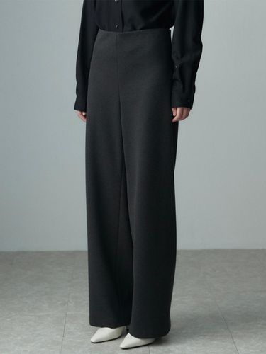 Twill Wide Leg Trousers - Dark Gray - RE RHEE - Modalova