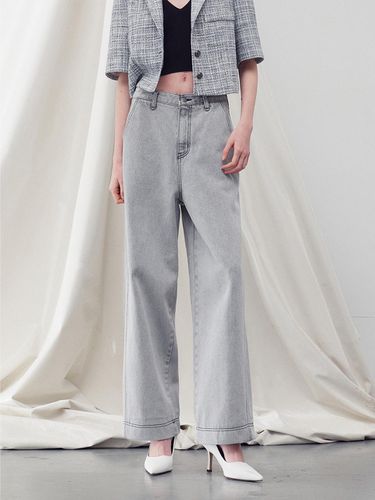 Washed Denim Straight Leg Pants - RE RHEE - Modalova