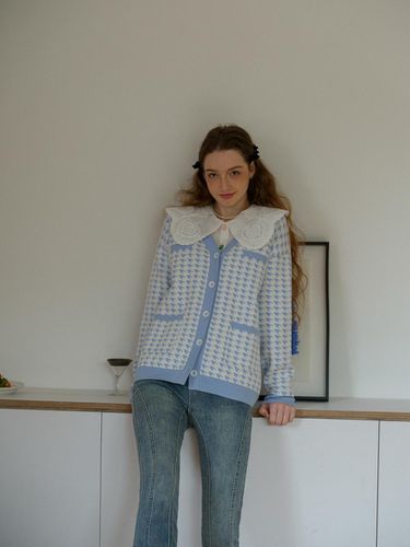 Light Blue Pocket V-neck Cardigan - Cest Moidew - Modalova