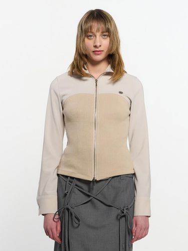 Ribbed Slim Zip-up Jacket - KIMZISU - Modalova