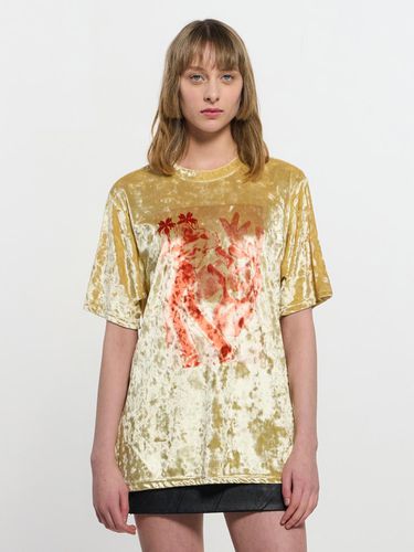 Velevt print Oversized T-Shirt _ - KIMZISU - Modalova