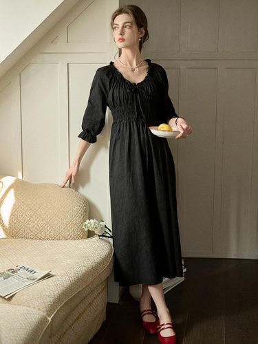 Classic Shirring Dress - Simple Retro - Modalova