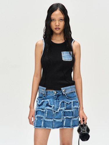 Kris Waffle Denim Sleeveless Top_Black - ADSB ANDERSSON BELL for WOMEN - Modalova