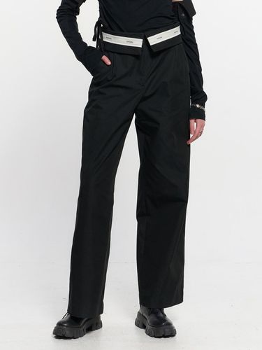 Fold Over Wide Slacks _ Black - KIMZISU - Modalova