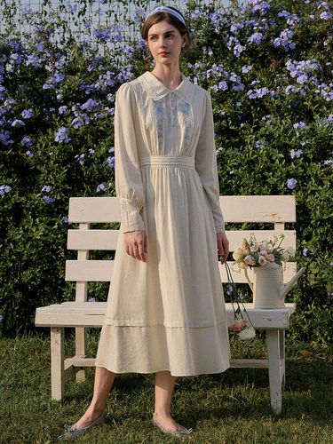 Garden Rose Embroidery Dress - Simple Retro - Modalova