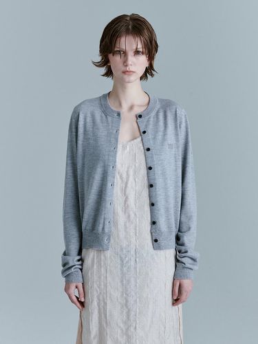 Crew Neck Cardigan (Melange Grey) - MARGESHERWOOD - Modalova