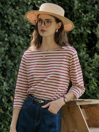 Boat Neck Stripe Top_2 Colors - Simple Retro - Modalova