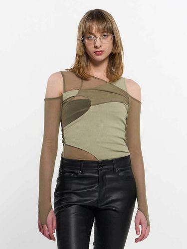 In & Out Knitted Top _ Olive Green - KIMZISU - Modalova