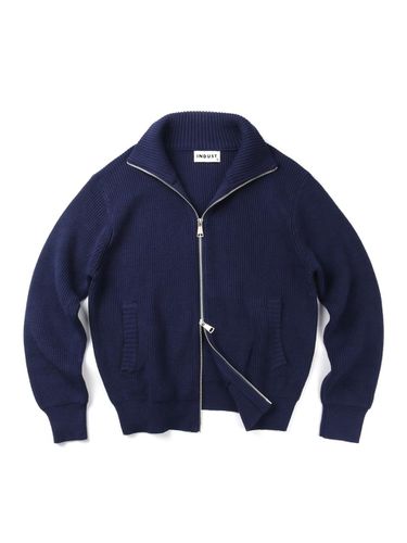 Reverse Full Zip Up Knit Cardigan_Navy - INDUST - Modalova