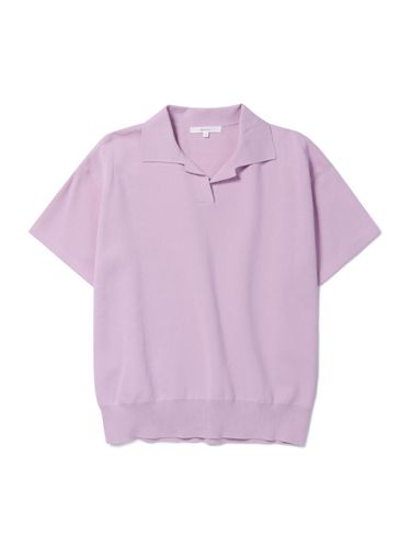 Milano-Ribbed Knit Polo Purple - EPIGRAM - Modalova