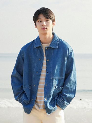 Linen-Blend Denim Jacket Blue - EPIGRAM - Modalova