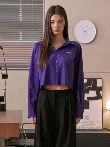 Bloom Cotton Cropped Shirts_Dark Purple - HIBISCUS BLOOM - Modalova