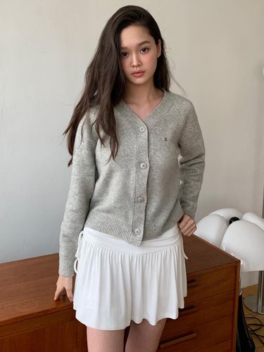 Metal Logo Cardigan - Gray - INJIACTIVE - Modalova