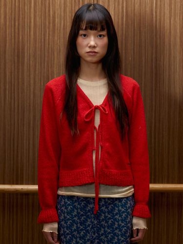 Bow Cardigan - Red - sienne - Modalova