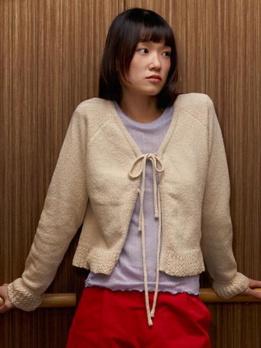 Bow Cardigan - Beige - sienne - Modalova