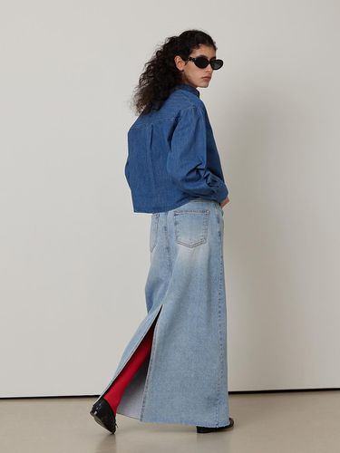 Long Slit Denim Skirt_2 Colors - Q’SRB - Modalova