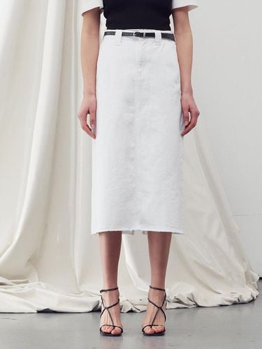 Denim A-line Midi Skirt - White - RE RHEE - Modalova