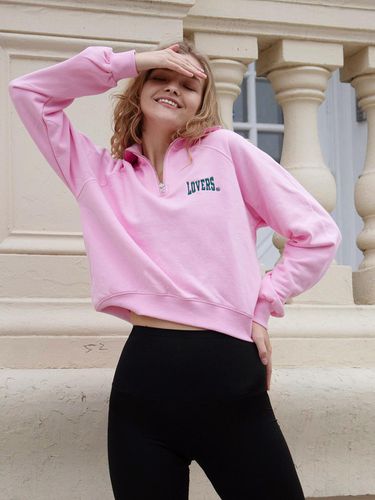 LOVERS Half Zip-Up Sweatshirt_Pink - Lang&Lu - Modalova