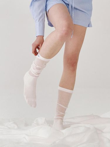 Sheer Ribbed Knee Socks - OVT-U - Modalova