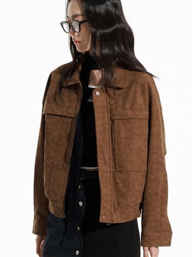 Fake Suede Vegan Leather Trucker Jumper - COQUET - Modalova