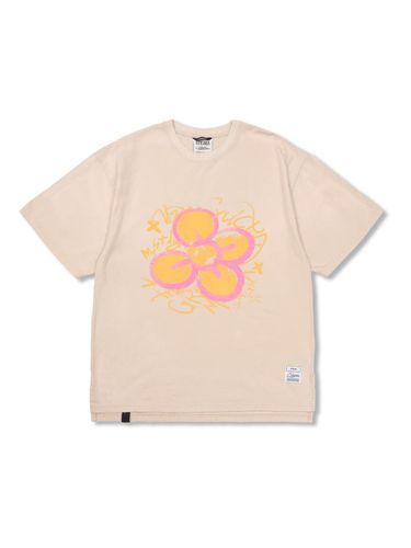 Crayon Flower Vintage-Like Washed T-shirt_Beige - STIGMA - Modalova