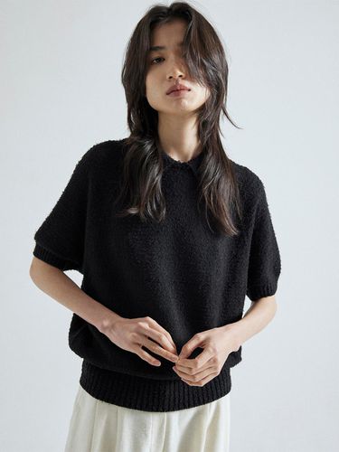 Stripe Raglan Polo Knit Top - Black - whatever we want - Modalova