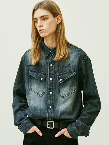 Western Washed Denim Shirt_Black - KND - Modalova