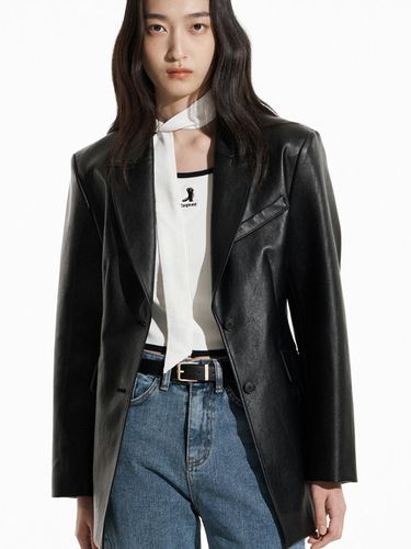 Vegan Leather Fitted Jacket_Black - COQUET - Modalova