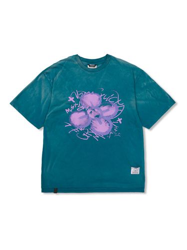 Crayon Flower Vintage-Like Washed T-shirt_Blue - STIGMA - Modalova