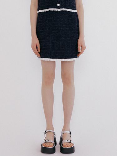 Rose Tweed Skirt_Navy - VERBE - Modalova