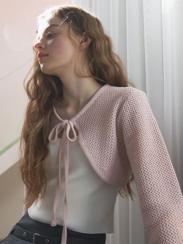 Punching Knit Cardigan_Pink - VERBE - Modalova