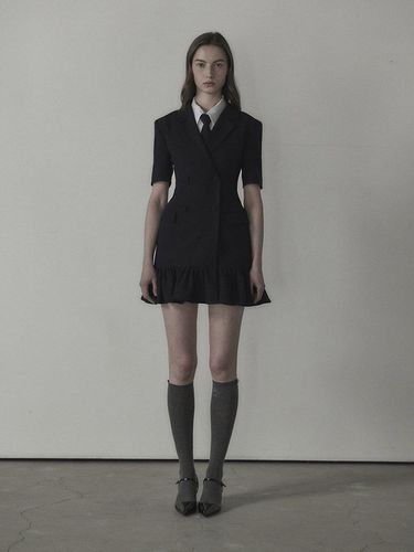 Jenn Flare Half-Sleeve Suit Jacket Dress_Navy - MAUSOLEUM - Modalova